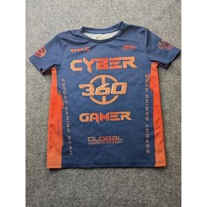 Cyber‎ 360 Gamer Shirt Youth Large Blue Orange Esport Gaming Gear Global Order